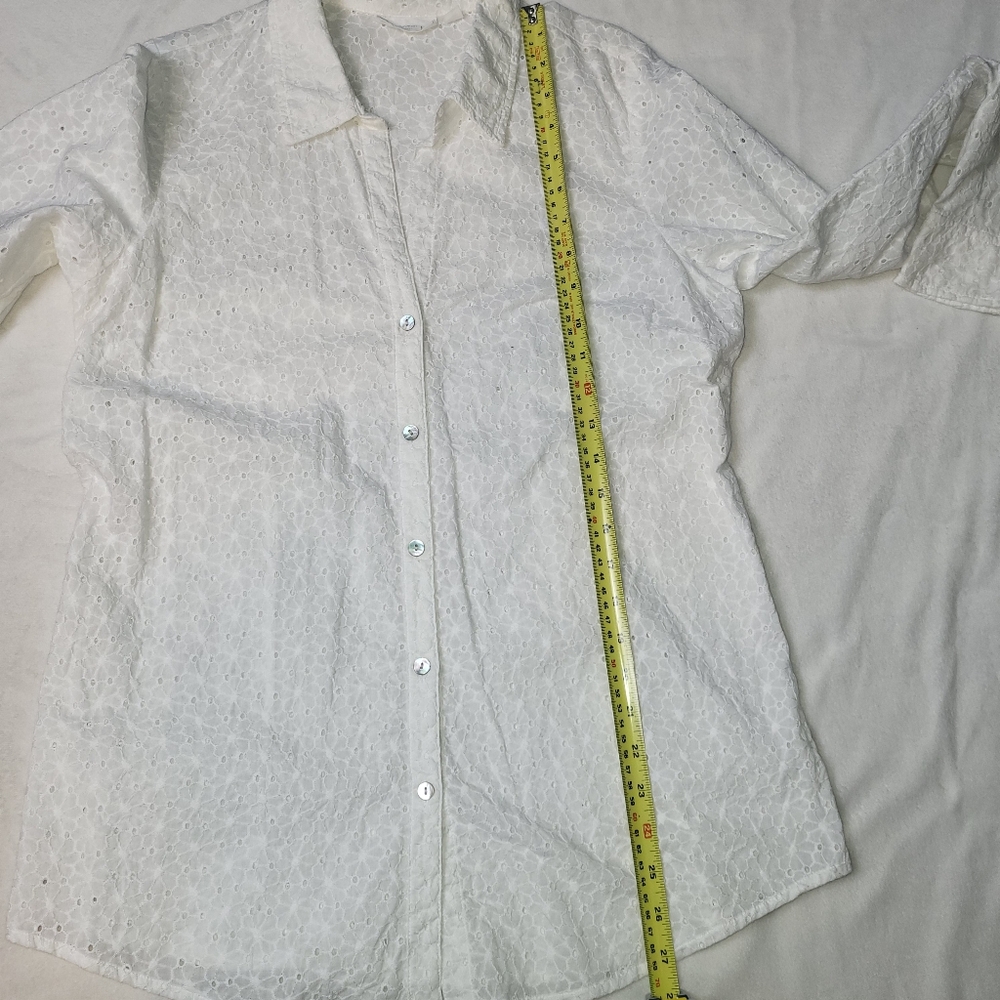 Uncommon Threads X J Jill Eyelet Shirt Women's Size Medium White - Picture 7 of 10